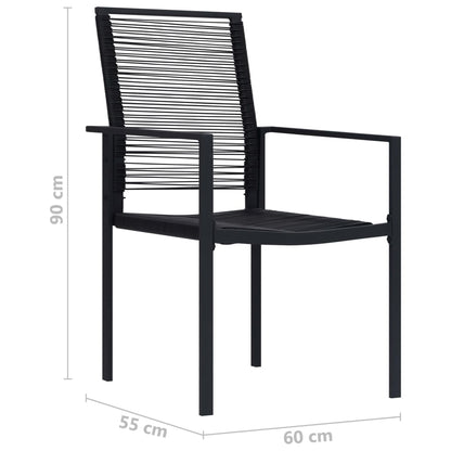 Dining Set Black Glass, Powder-Coated Steel, PVC Hollow Rattan