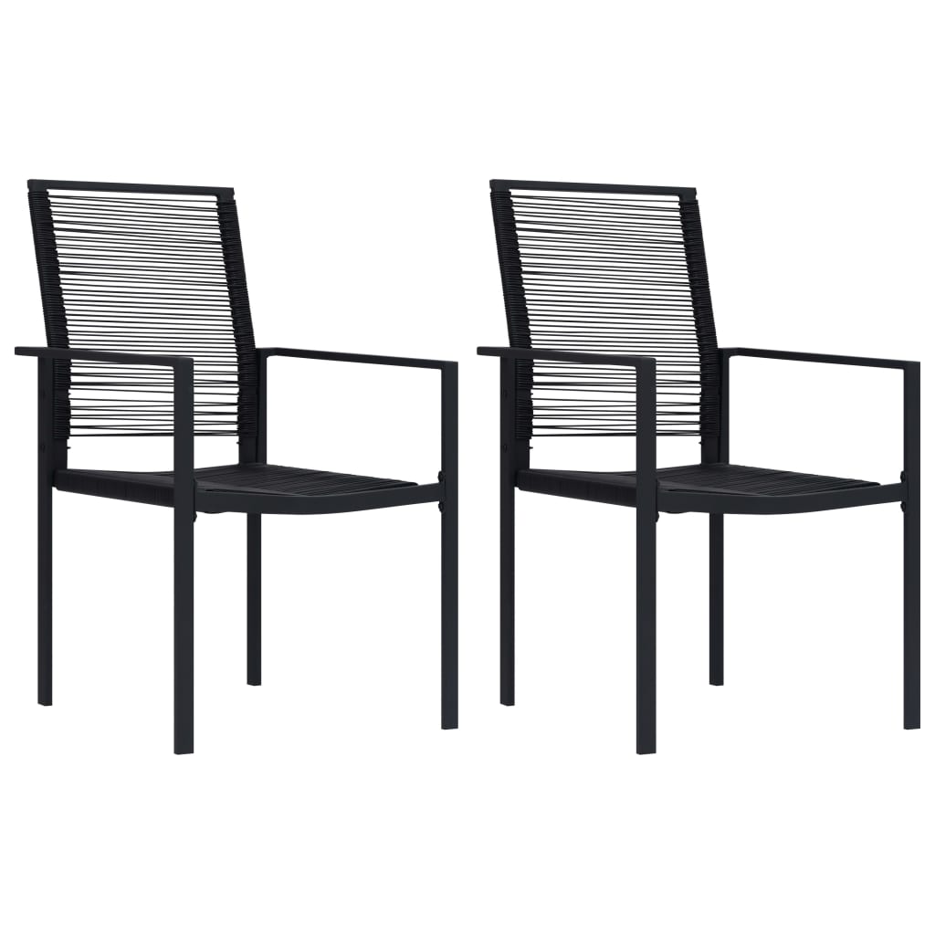 Dining Set Black Glass, Powder-Coated Steel, PVC Hollow Rattan