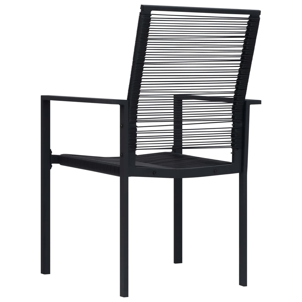 Dining Set Black Glass, Powder-Coated Steel, PVC Hollow Rattan