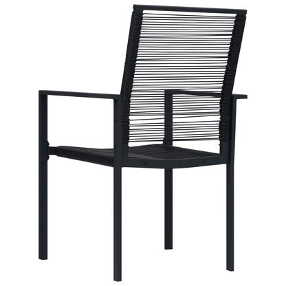 Dining Set Black Glass, Powder-Coated Steel, PVC Hollow Rattan