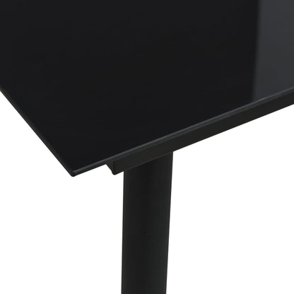 Dining Set Black Glass, Powder-Coated Steel, PVC Hollow Rattan