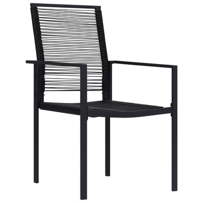 Dining Set Black Glass, Powder-Coated Steel, PVC Hollow Rattan