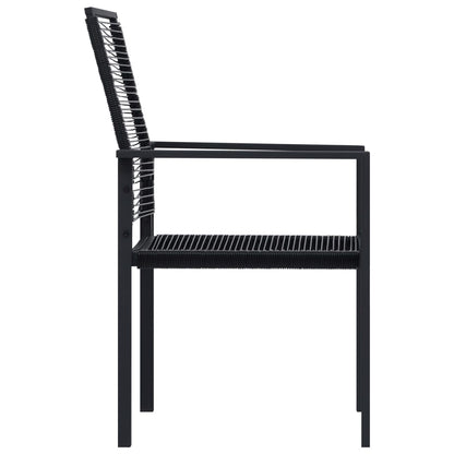 Dining Set Black Glass, Powder-Coated Steel, PVC Hollow Rattan