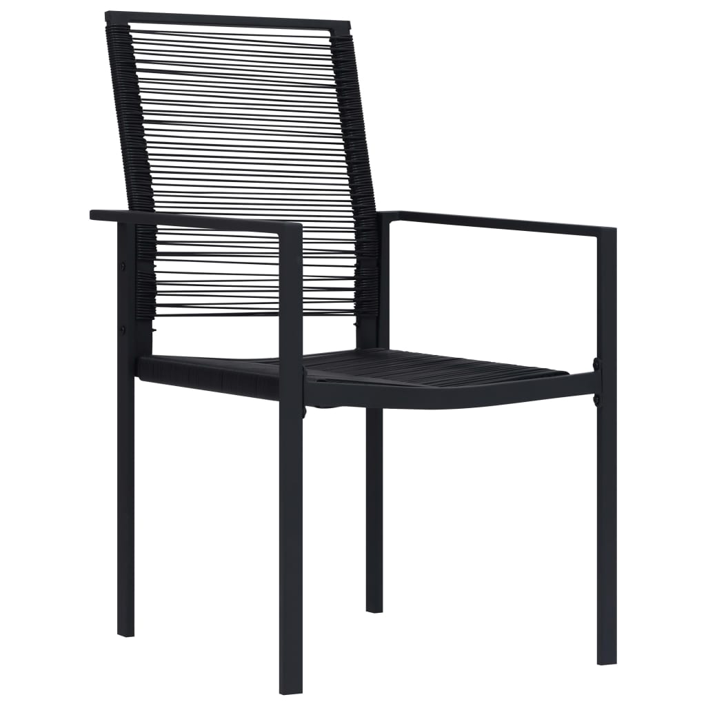 Dining Set Black Powder-Coated Steel, PVC Hollow Rattan, Glass