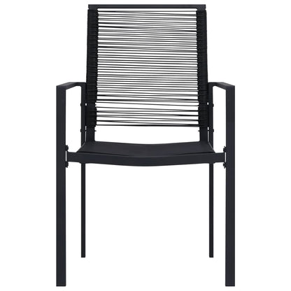 Dining Set Black Powder-Coated Steel, PVC Hollow Rattan, Glass