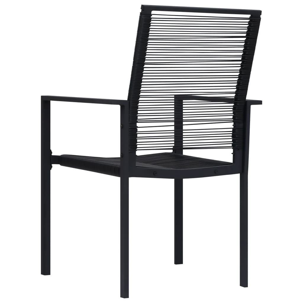 Dining Set Black Powder-Coated Steel, PVC Hollow Rattan, Glass