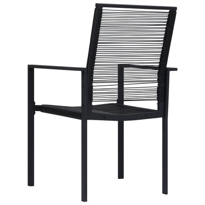 Dining Set Black Powder-Coated Steel, PVC Hollow Rattan, Glass