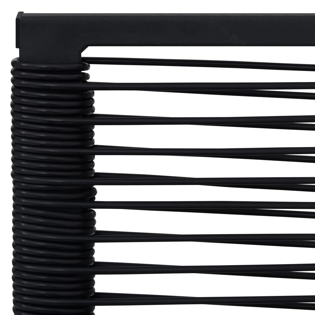 Dining Set Black Powder-Coated Steel, PVC Hollow Rattan, Glass