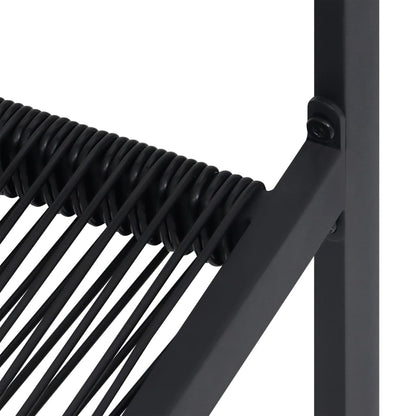Dining Set Black Powder-Coated Steel, PVC Hollow Rattan, Glass