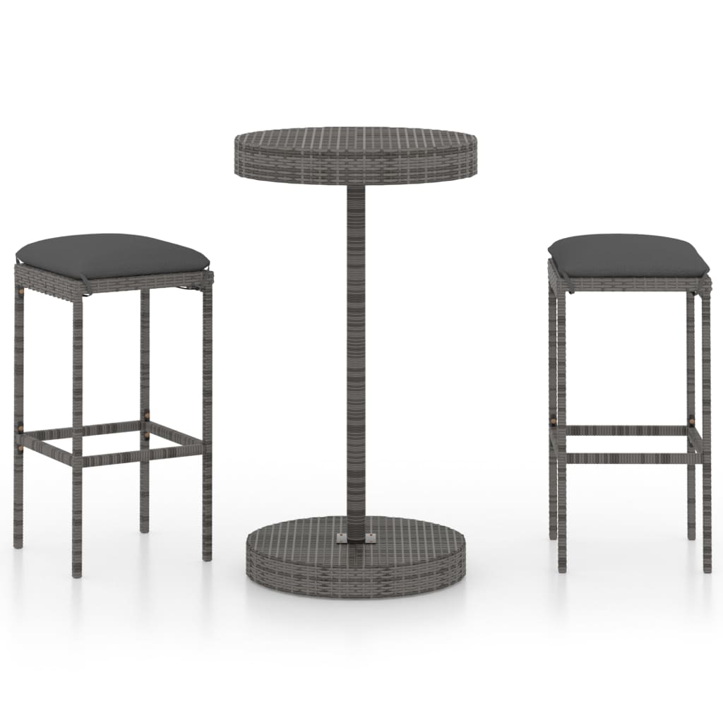 Garden Bar Set Grey PE rattan Medium Durable Garden Bar Set