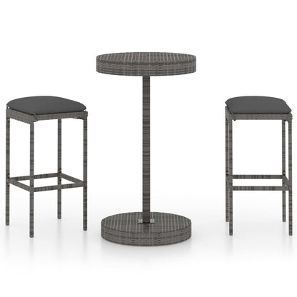 Garden Bar Set Grey PE rattan Medium Durable Garden Bar Set