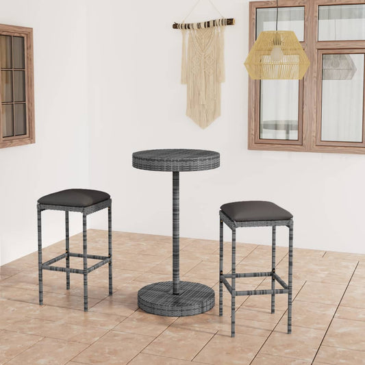 Garden Bar Set Grey PE rattan Medium Durable Garden Bar Set