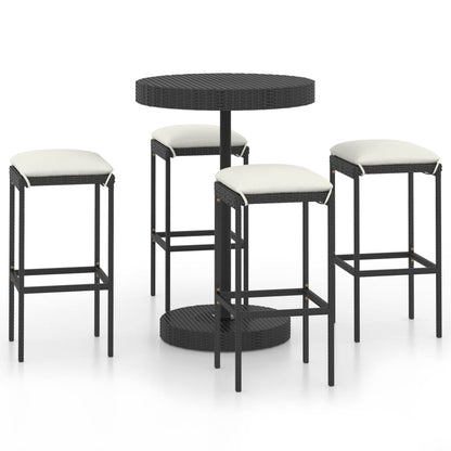 Garden Bar Set Black PE rattan, powder-coated steel Standard
