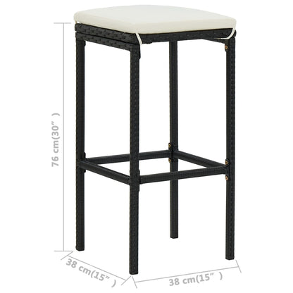 Garden Bar Set Black PE rattan, powder-coated steel Standard