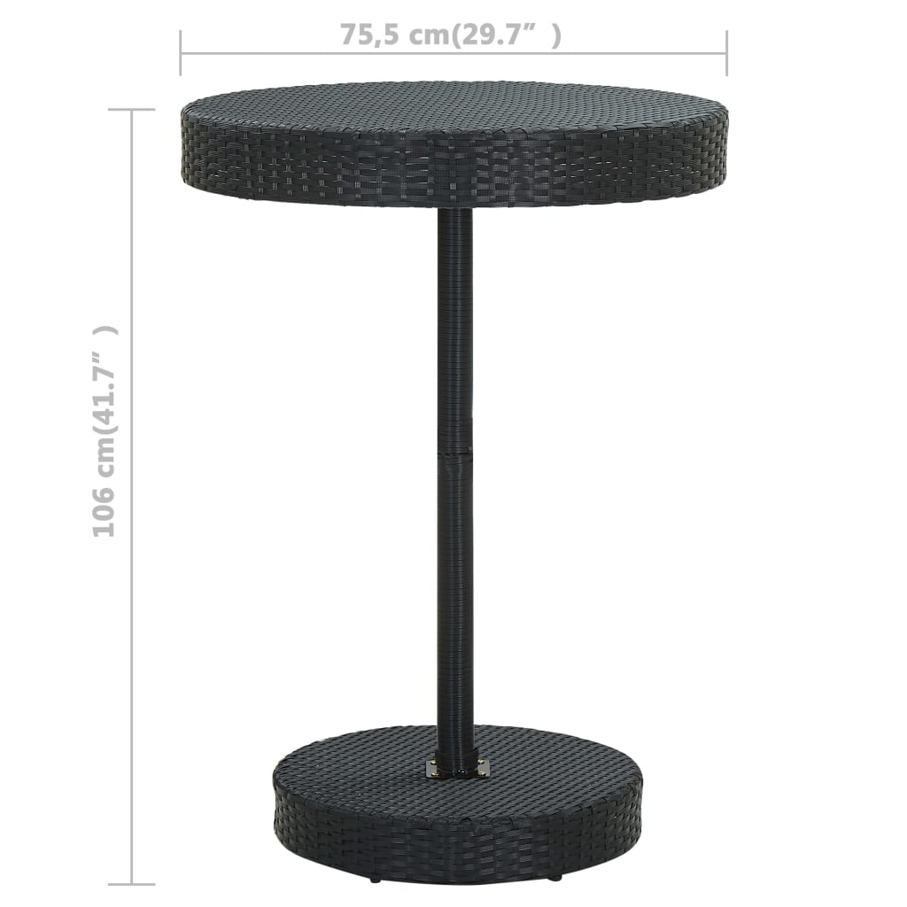 Garden Bar Set Black PE rattan, powder-coated steel Standard