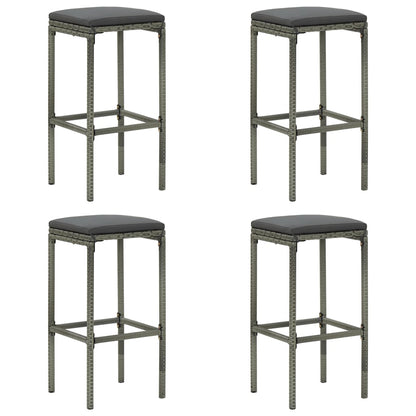 Garden Bar Set Grey PE Rattan, Powder-Coated Steel Garden Bar Set