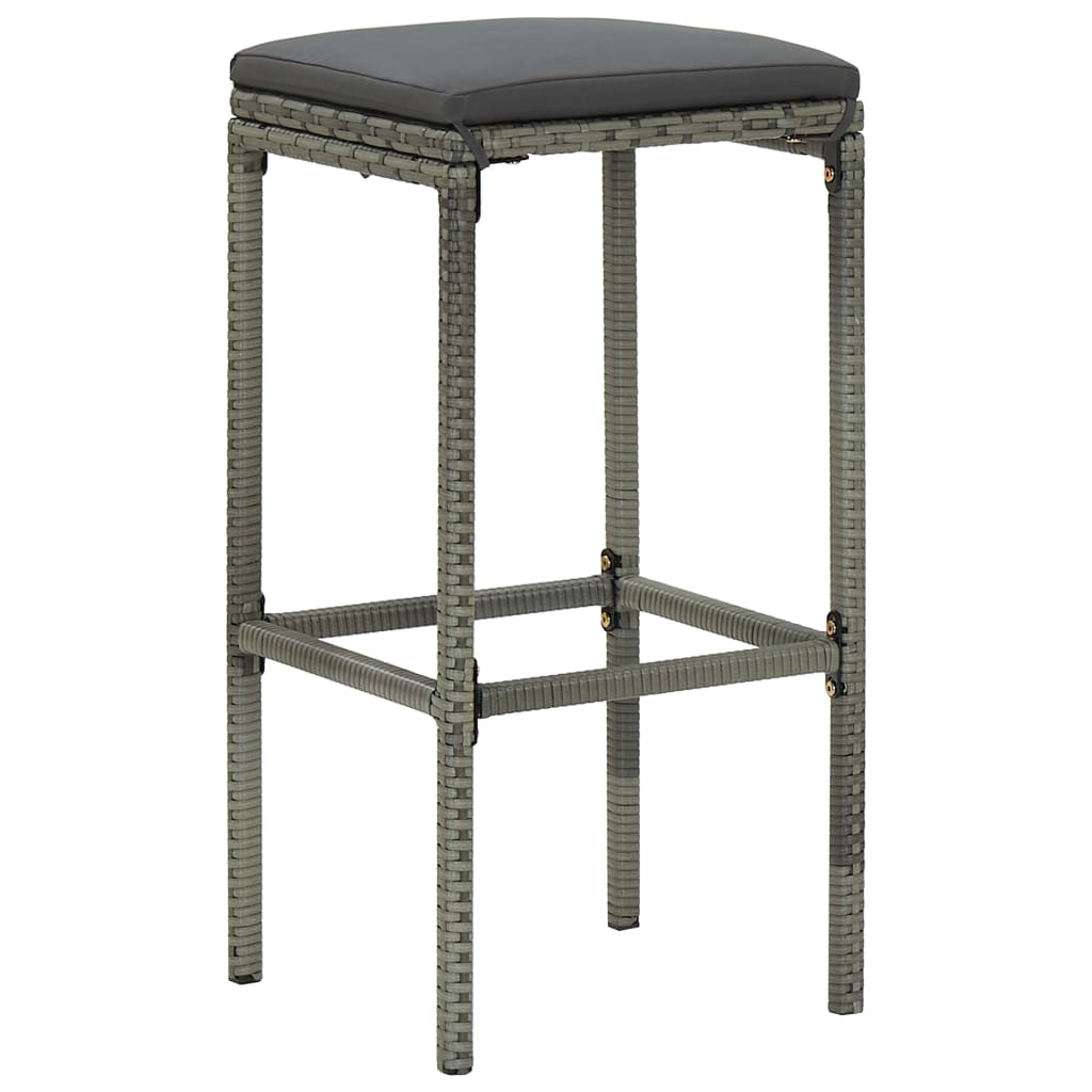 Garden Bar Set Grey PE Rattan, Powder-Coated Steel Garden Bar Set
