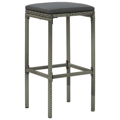 Garden Bar Set Grey PE Rattan, Powder-Coated Steel Garden Bar Set