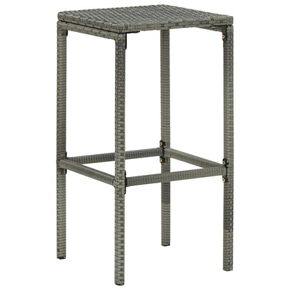Garden Bar Set Grey PE Rattan, Powder-Coated Steel Garden Bar Set