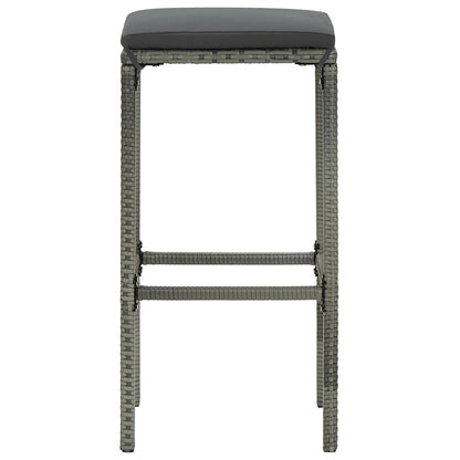 Garden Bar Set Grey PE Rattan, Powder-Coated Steel Garden Bar Set