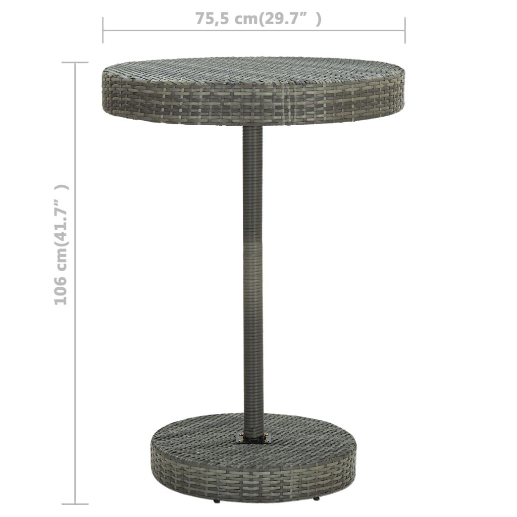 Garden Bar Set Grey PE Rattan, Powder-Coated Steel Garden Bar Set