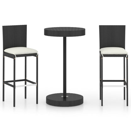 Garden Bar Set Black PE rattan Medium Footrest Garden Bar Set