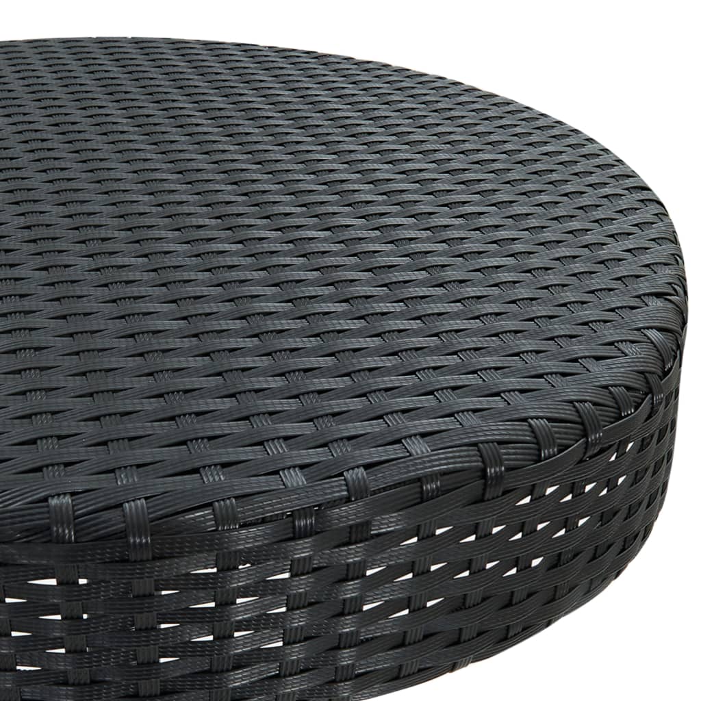 Garden Bar Set Black PE rattan Medium Footrest Garden Bar Set