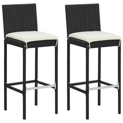 Garden Bar Set Black PE rattan Medium Footrest Garden Bar Set