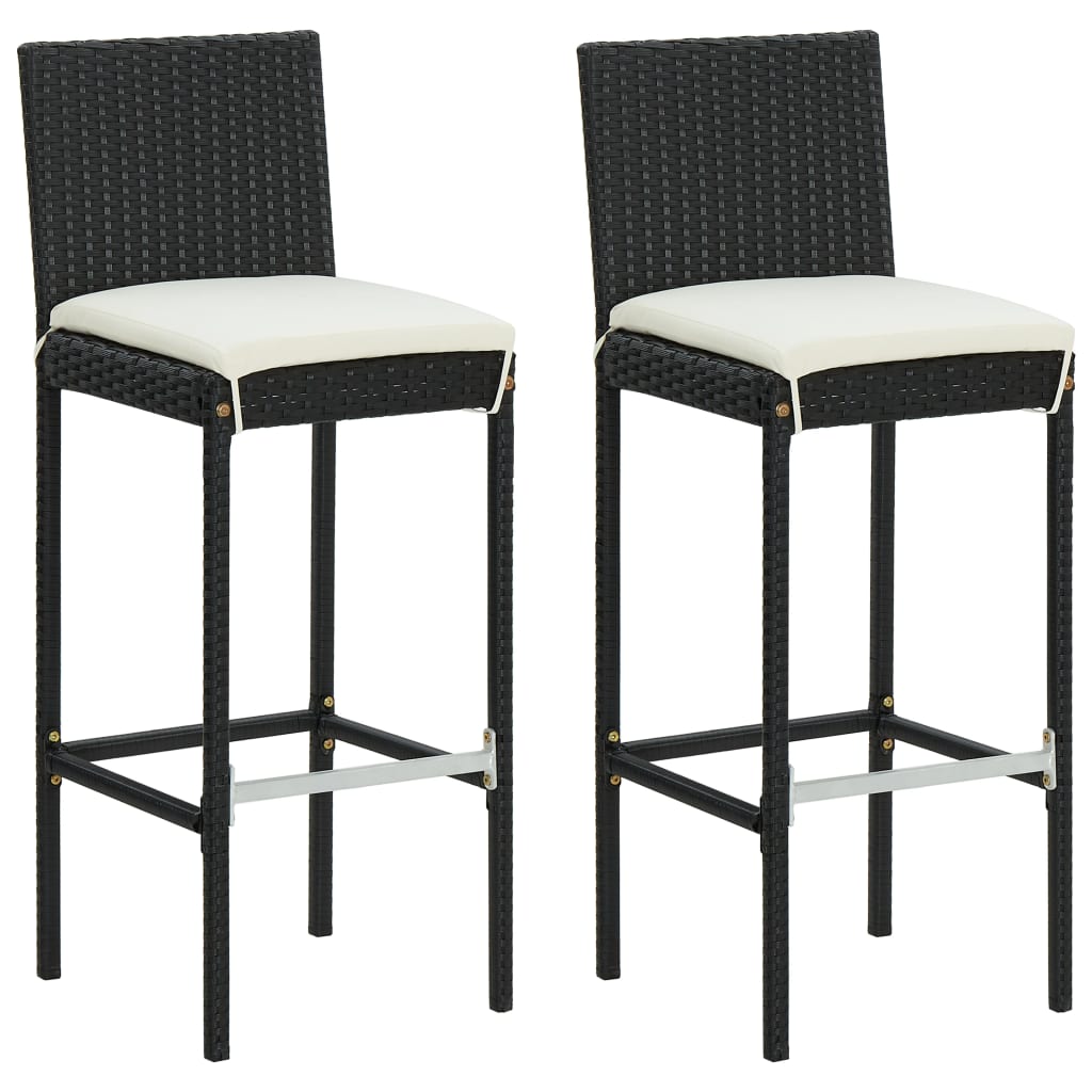 Garden Bar Set Black PE rattan Medium Footrest Garden Bar Set