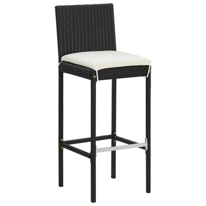 Garden Bar Set Black PE rattan Medium Footrest Garden Bar Set