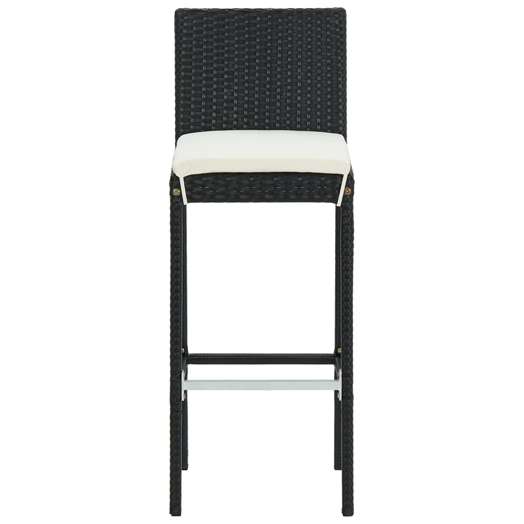 Garden Bar Set Black PE rattan Medium Footrest Garden Bar Set