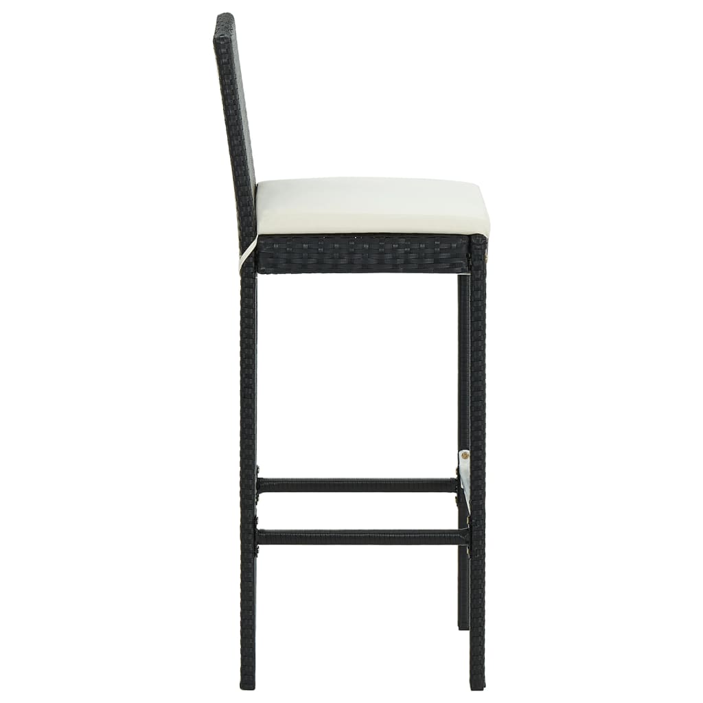 Garden Bar Set Black PE rattan Medium Footrest Garden Bar Set