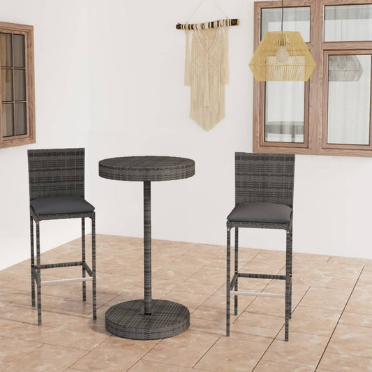 Garden Bar Set Grey PE rattan, powder-coated steel Medium Durable
