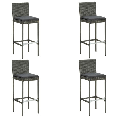 Garden Bar Set Grey PE rattan, steel, polyester fabric Footrest