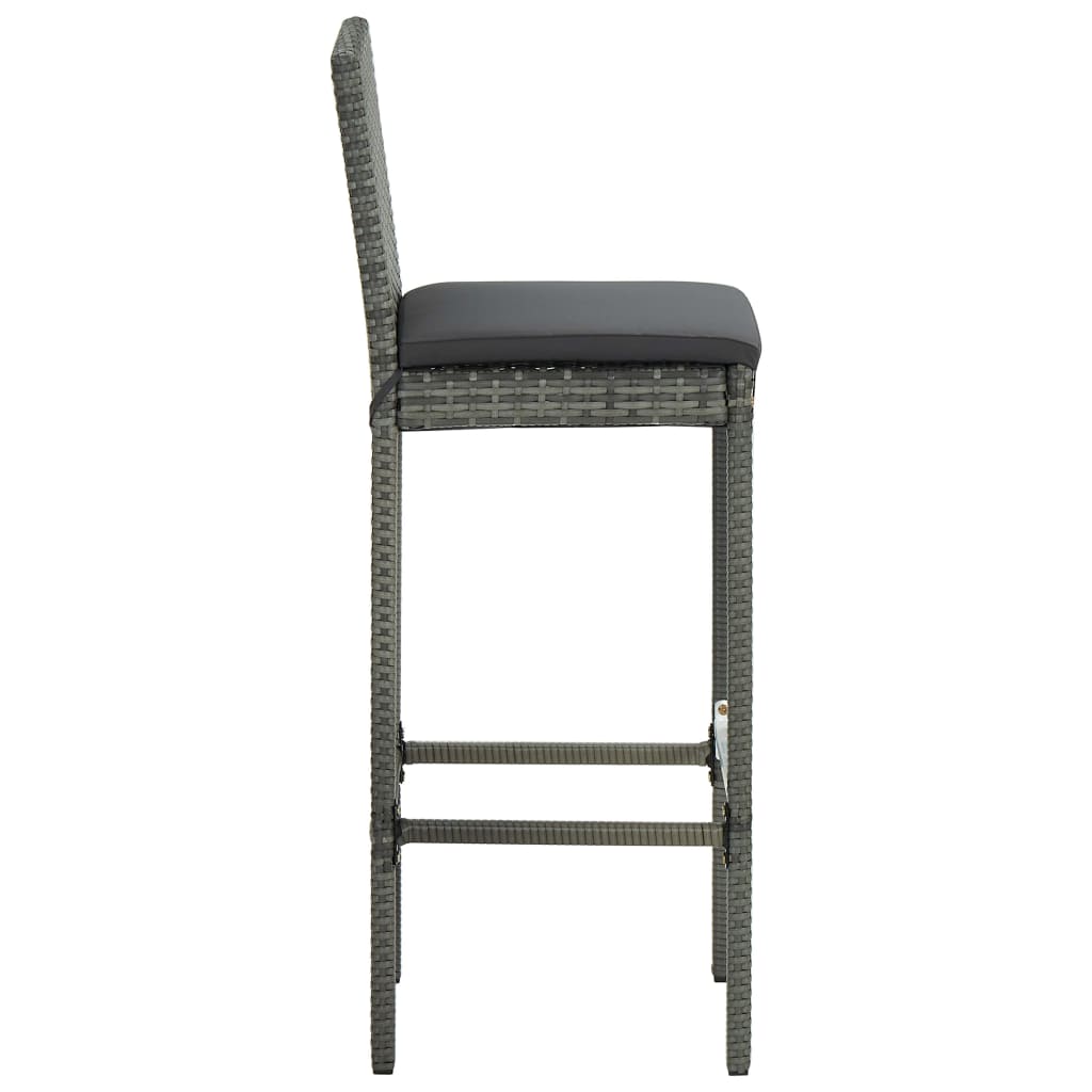 Garden Bar Set Grey PE rattan, steel, polyester fabric Footrest
