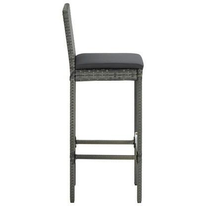 Garden Bar Set Grey PE rattan, steel, polyester fabric Footrest