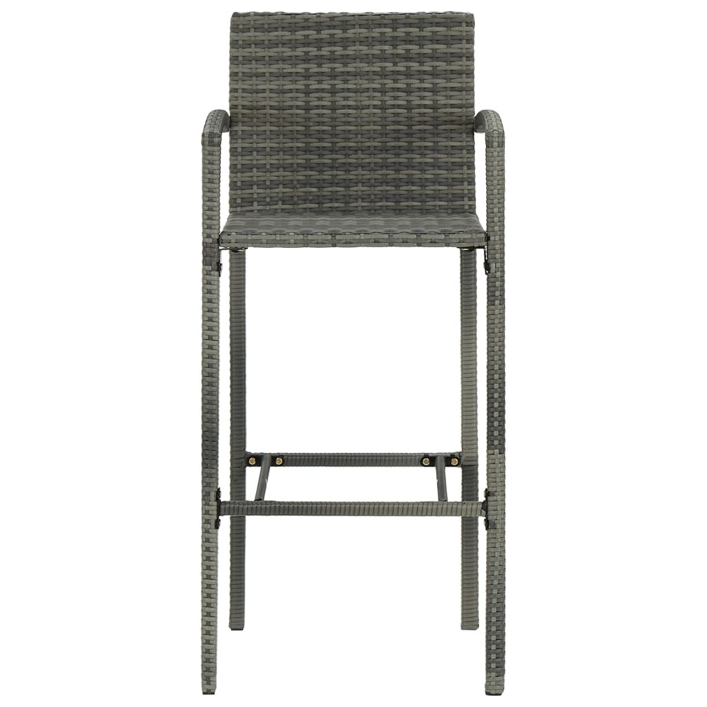 Garden Bar Set Grey PE rattan, powder-coated steel 3 Piece