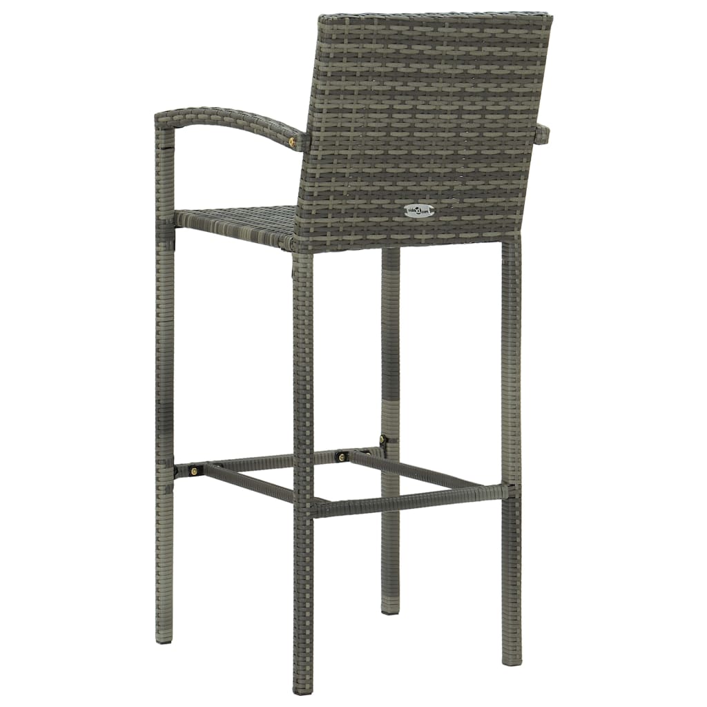 Garden Bar Set Grey PE rattan, powder-coated steel 3 Piece
