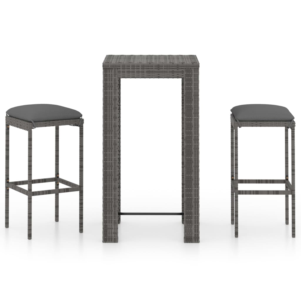 Garden Bar Set Grey PE rattan Medium Footrest Garden Bar Set