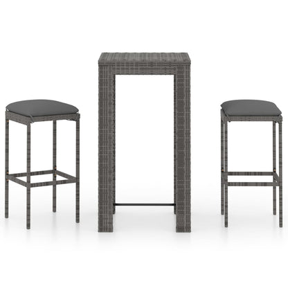 Garden Bar Set Grey PE rattan Medium Footrest Garden Bar Set