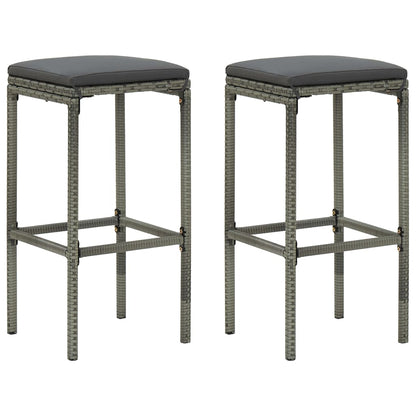 Garden Bar Set Grey PE rattan Medium Footrest Garden Bar Set
