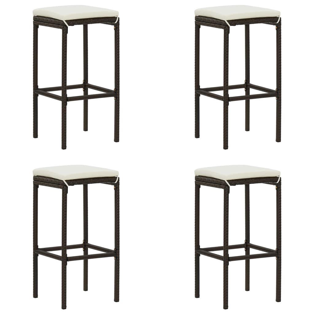 Garden Bar Set Brown PE rattan, powder-coated steel Footrest