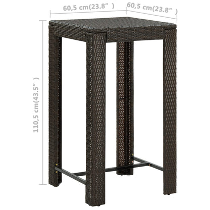 Garden Bar Set Brown PE rattan, powder-coated steel Footrest