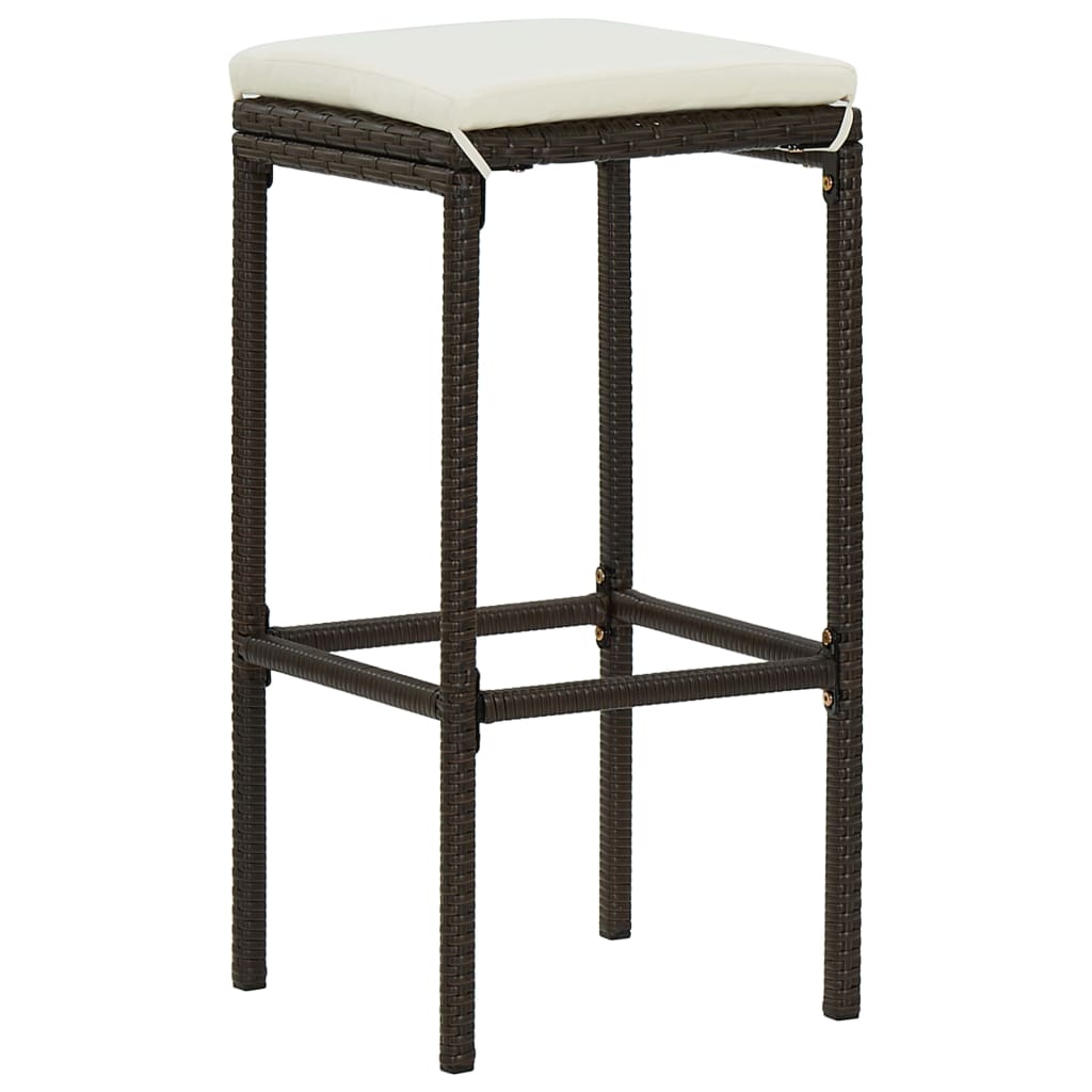 Garden Bar Set Brown PE rattan, powder-coated steel Footrest