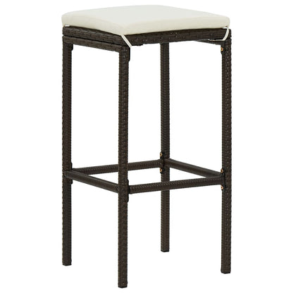 Garden Bar Set Brown PE rattan, powder-coated steel Footrest