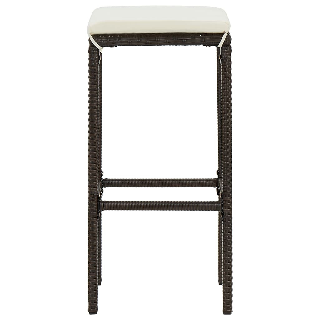 Garden Bar Set Brown PE rattan, powder-coated steel Footrest