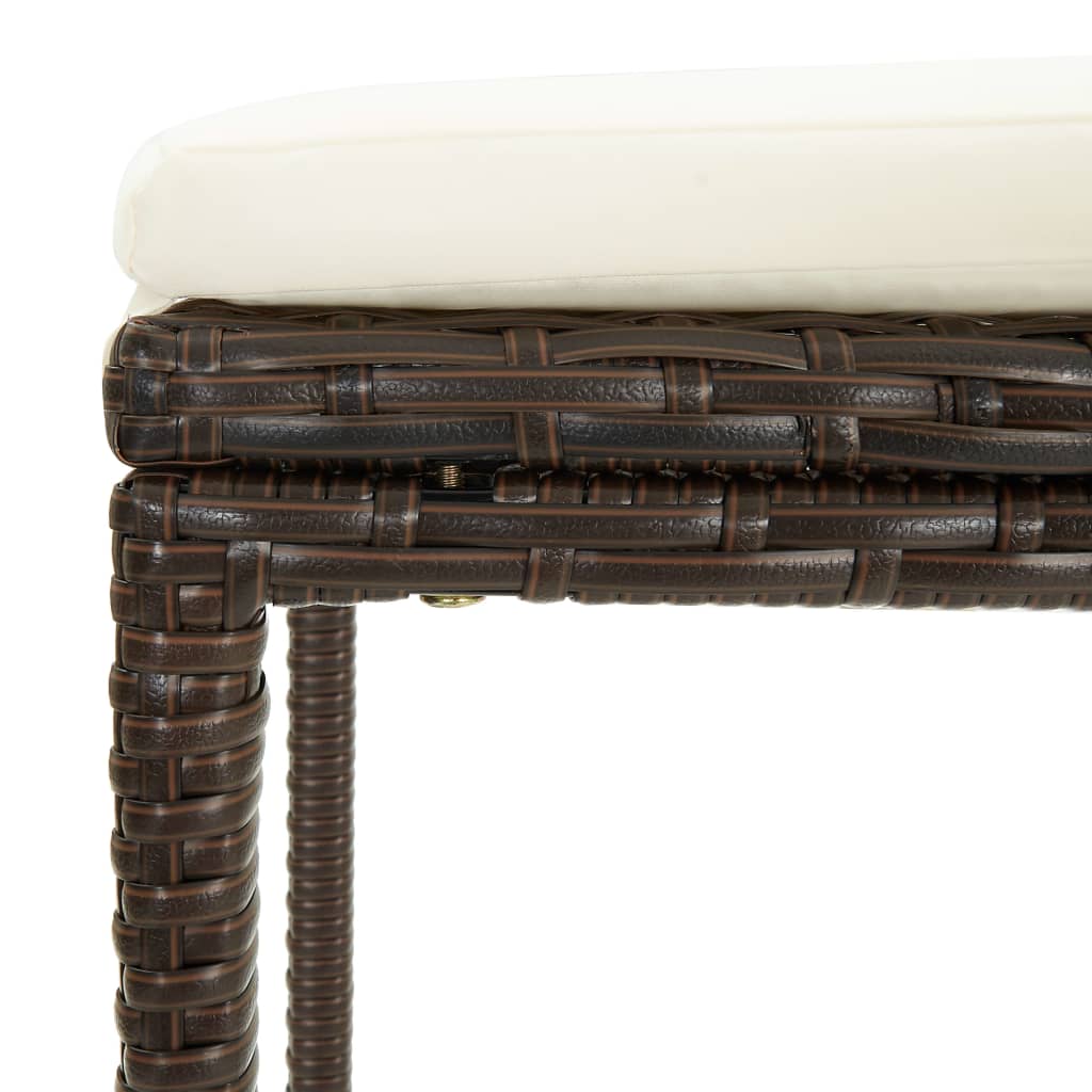 Garden Bar Set Brown PE rattan, powder-coated steel Footrest
