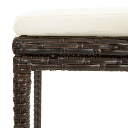 Garden Bar Set Brown PE rattan, powder-coated steel Footrest