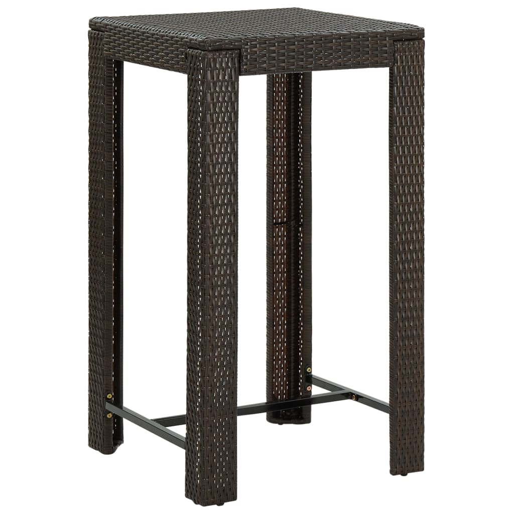 Garden Bar Set Brown PE rattan, powder-coated steel Footrest