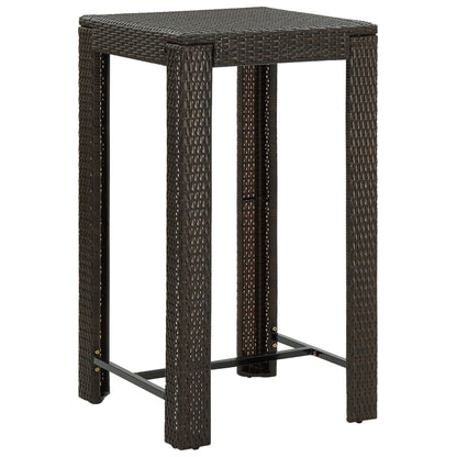 Garden Bar Set Brown PE rattan, powder-coated steel Footrest